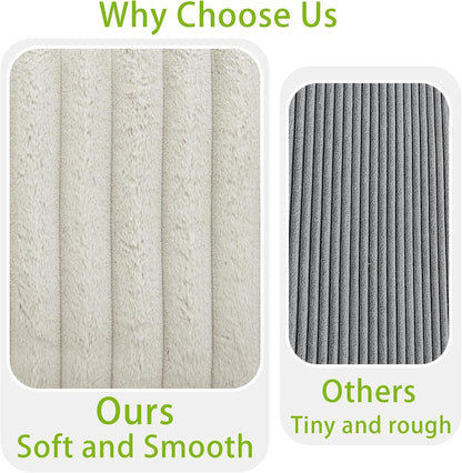 THSUPER 122-Inch Oversized U Shaped Plush Corduroy Fluffy Sectional Sleeper Sofa with Pull Out Bed, Storage Chaise Lounge and USB Charging Port - Beige