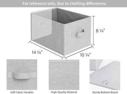 StorageWorks Storage Baskets for Shelves, Foldable Fabric Closet Storage Bins with Handles, Fabric Storage Bins Clothes Organizer, Light Grey, 3-Pack, Large