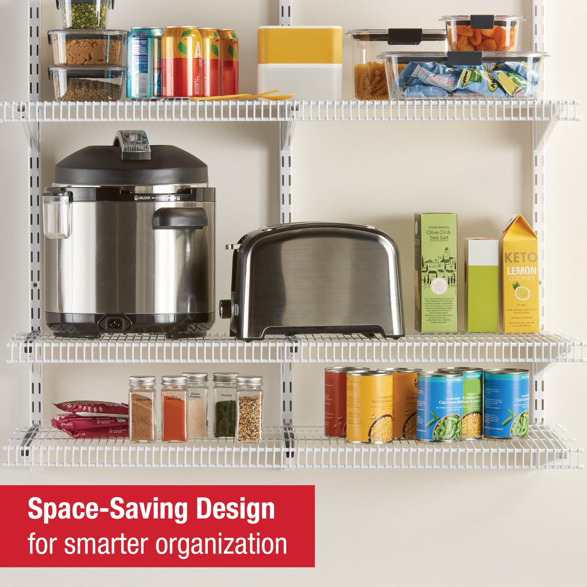 Rubbermaid 36" Pantry Organization Shelf System Direct Wall Mount 4 Shelves and Mounting Hardware