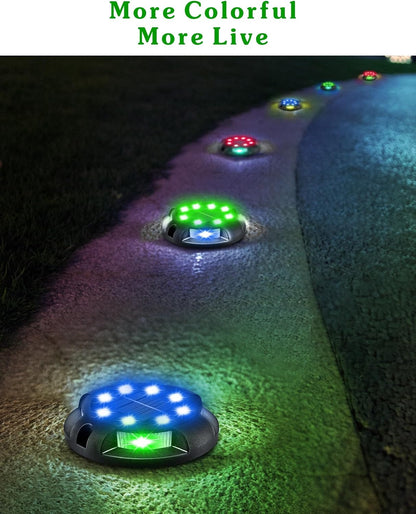 Biling Solar Pathway Lights - 8 Pack Multi Color Outdoor Uplight Sidelight Ground Lights for Yard Walkway Garden Halloween Decorations