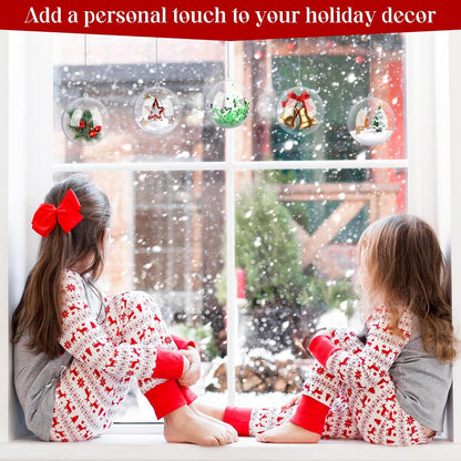 ANVAVO 25 Pieces 10 cm Christmas Clear Plastic Fillable Ball Ornaments DIY Craft Transparent Baubles Shatterproof Christmas Tree Hanging Ornaments for Xmas New Years Birthday Wedding Home Decor