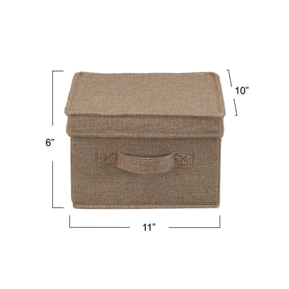 Household Essentials Medium Fabric Storage Bins with Lids, Latte, Set of 2