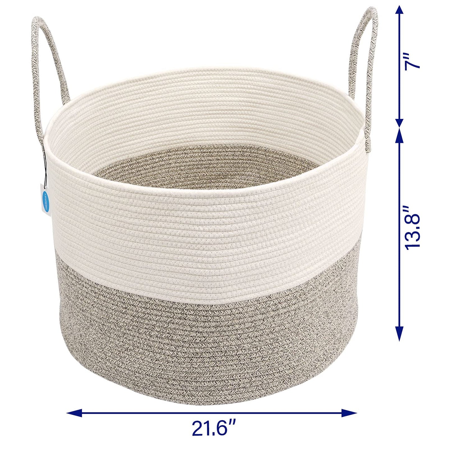 Casaphoria XXXLarge Cotton Rope Basket for Living Room - Woven Storage Basket with long Handle for