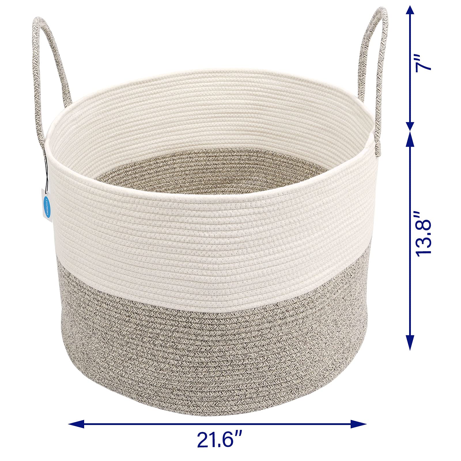 Casaphoria XXXLarge Cotton Rope Basket for Living Room - Woven Storage Basket with long Handle for
