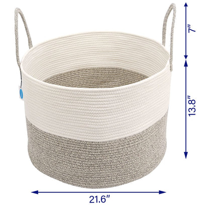 Casaphoria XXXLarge Cotton Rope Basket for Living Room - Woven Storage Basket with long Handle for