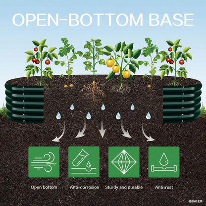 Gardmax Galvanized Raised Garden Bed, Lightweight Planter Boxes Outdoor with Easy Assembly, Large Garden Bed for Vegetables, Fruits, Flower Dark Green 8FT