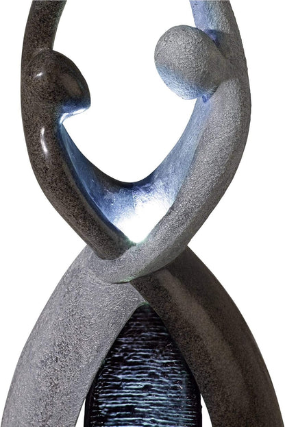 Dancing Couple 57" High Large Modern Indoor Outdoor Decor Faux Stone Floor Fountain with Light LED Standing Waterfall Tall Water Feature for Outside Garden Patio Yard Backyard Porch - John Timberland