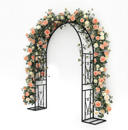 Metal Garden Arch, Heavy Duty Garden Trellis for Climbing Plants, with Enlarged Base for Stability, for Wedding Garden Arch & Bridal Party Decoration, 1 Pack
