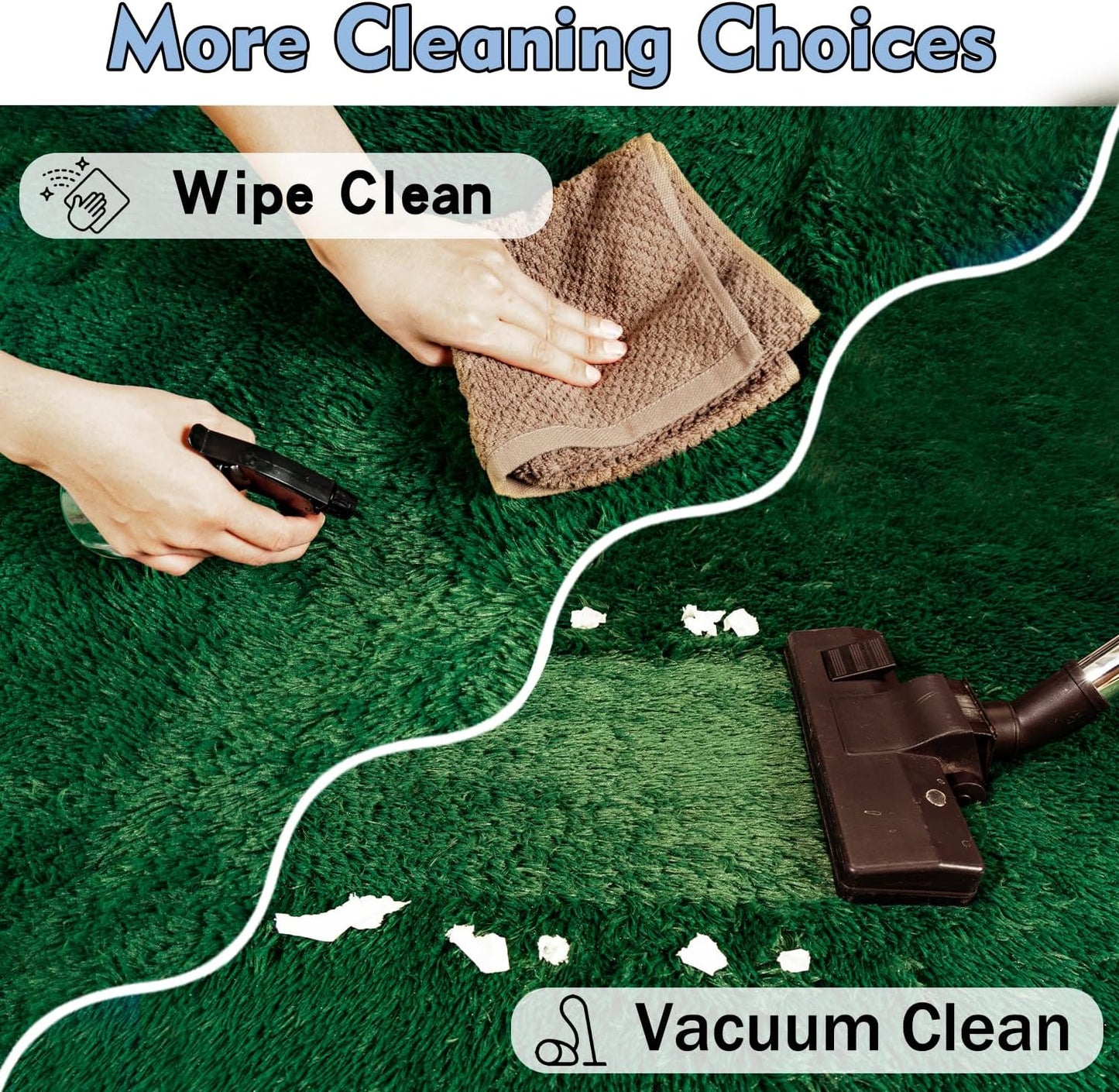 Rezutan 8x10 Rugs for Living Room, Large Comfy Modern Shaggy Fluffy Dark Green Area Rugs for Bedroom, Soft Carpet Shag Kids Room Rug, Non-Slip Rugs Indoor.