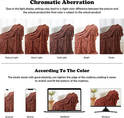 NEWCOSPLAY Super Soft Queen Blanket Coffee Premium Silky Flannel Fleece 3D Clouds Stylish Jacquard Lightweight Bed Blanket All Season Use 350GSM (Coffee, Queen(90"x90"))