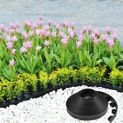 Sasylvia 2'' x 200' Landscape Edging Kit Edging Border Coil Include Anchoring Spikes 10 Connectors Plastic Garden Border for Lawn Garden Grass Yard Home(Black)