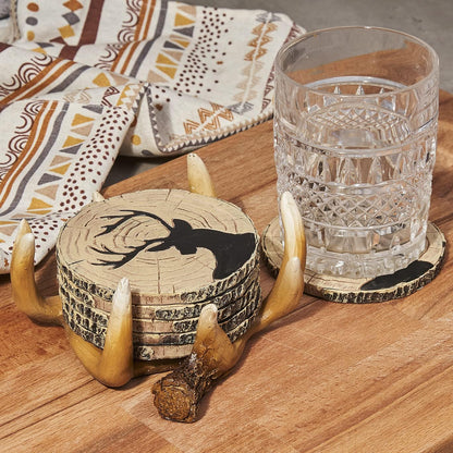 Deer Antlers Coaster Set of 6 – Handcrafted Deer Antler Decor and Man Cave Gifts for Men - 6 Full Size Deer Antlers Coasters for Man Cave Décor