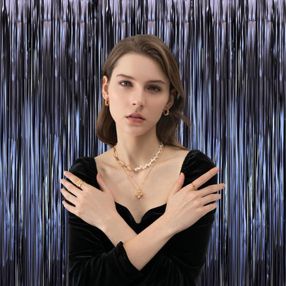 3 Pack 3.3 x 8.2 ft Matte Blue Foil Fringe Curtains, Dark Blue Tinsel Streamers Batman Party Decorations, Fringe Backdrop, Door Shimmer for Graduation, Birthday Backdrop for Men or Boy