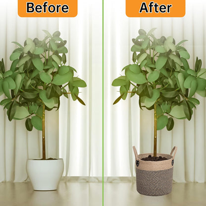 Jute Rope Basket - 12"x12" Woven Plant Pot Cover, Boho Indoor/Outdoor Multifunctional Storage