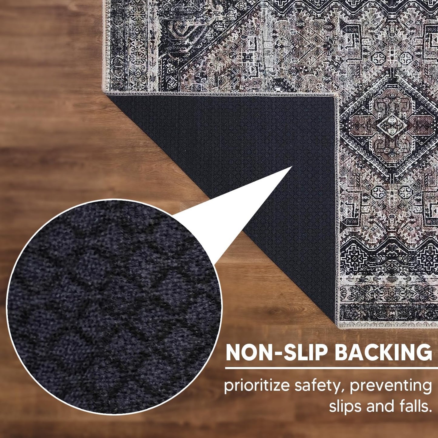 Keen Home Design 2x3 Rug - Machine Washable Entry Rug with Non-Slip Backing, Ideal for Enteryway, Kitchen, Bathroom, Laundry Room - Vintage, Easy Clean, Durable, Low Pile Rug - (2' x 3')