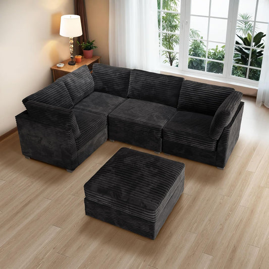 ovios Sectional Sofa Couch with L-Shape Chaise Sofa Bed, Comfy Modular Cloud Couches with Deep