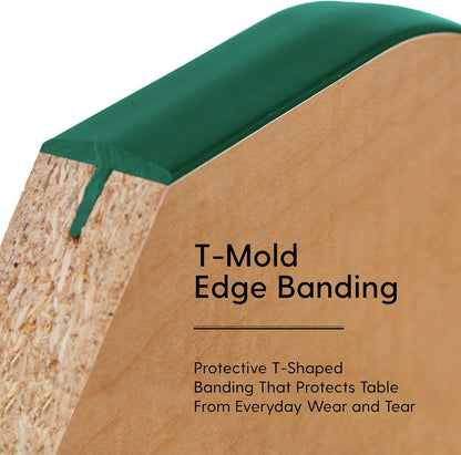 Factory Direct Partners FDP Rectangle Activity School and Classroom Kids Table (24 x 60 inch), Chunky Toddler Legs, Adjustable Height 15-24 inches - Maple Top and Green Edge