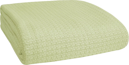 BELIZZI HOME 100% Cotton Bed Blanket, Breathable Bed Blanket Twin Size, Cotton Thermal Blankets Twin, Perfect for Layering Any Bed for All Season, Sage Green