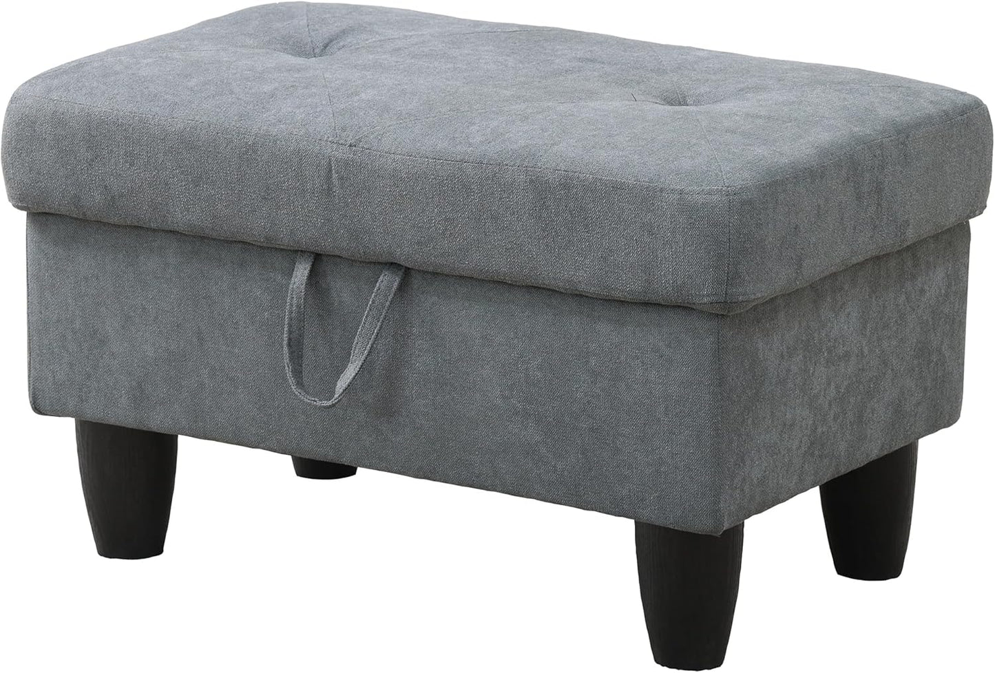 Ottoman Rectangular Storage Ottoman Bench, Flannel Footrest Stool Footstool with Lid for Living Room, Bedroom, Entryway, Dark Gray, 28.5"x19"x17.5"