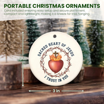 FLAGWIX Christian Gifts for Women Men - Sacred Heart Ceramic Christmas Ornaments 2025 for Tree Decorations - Religious Gifts for Women, Religious Christmas Ornaments, Spiritual Christian Gift Ideas