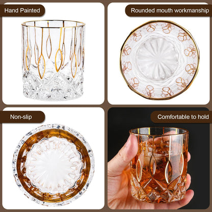 Gold Rim Whiskey Glasses Set of 2,Crystal Old Fashioned Glasses-Luxury Gold Collection,Perfect for Scotch Bourbon Rocks Cognac Vodka Gin Tequila Rum Liquor,Whiskey Gifts for Men