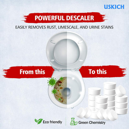 USKICH Toilet Bowl Cleaner 40 PACK, Household Automatic Toilet Bowl Cleaners with Bleach, Bathroom Toilet Tank Cleaners Tablets with Sustained-Release Technology for Deodorizing & Descaling