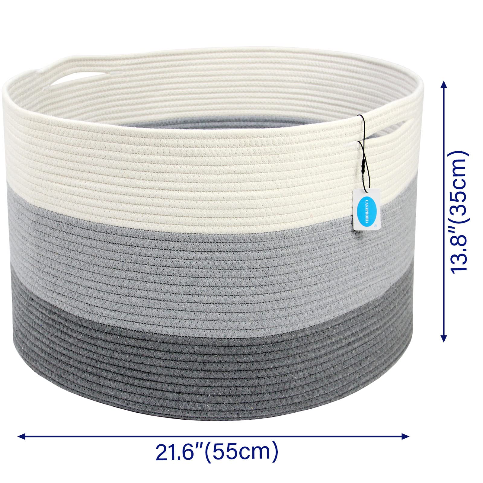 Casaphoria XXXLarge Cotton Rope Basket for Living Room - Woven Storage Basket with Handle for