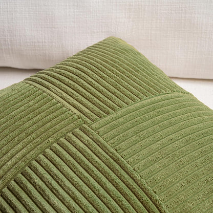 Fancy Homi 2 Packs Moss Green Euro Decorative Throw Pillow Covers 26x26 Inch for Bedroom Couch Bed, Farmhouse Boho Home Decor, Soft Corss Corduroy Patchwork Textured Square Cushion Case 66x66 cm