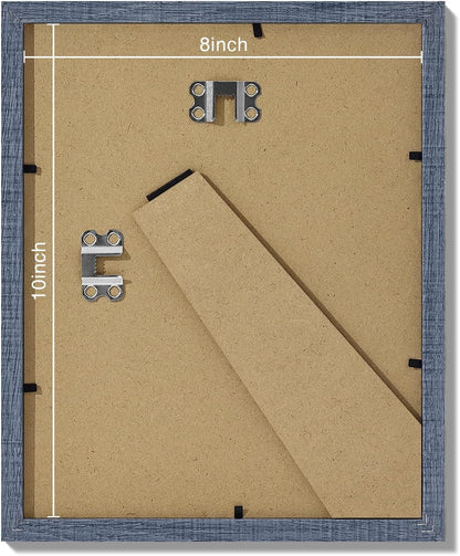 Vittanly 8x10 Picture Frames Set of 9, Shatter Resistant Plexiglass, Display 5x7 Pictures with Mat or 8x10 without Mat, Photo Frames for Wall or Tabletop, Engineered Wood, Navy