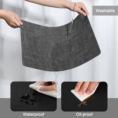 Myir JUN Placemats Dual Sided, Faux Leather Place Mats Set of 6 Indoor Placemats for Dining Table Outdoor Placemats Manteles Individuales Square Non-Slip Washable Table Mats (Gray Black, Set of 6)