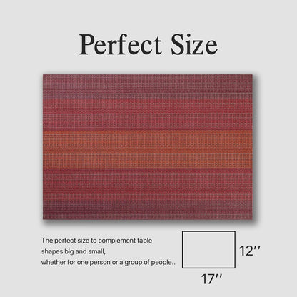 Placemats Set of 8 - Easy Clean Woven Vinyl Placemats for Dining Table, Indoor/Outdoor Place Mats, Washable PVC Table Mats（Pomegranate Parade）