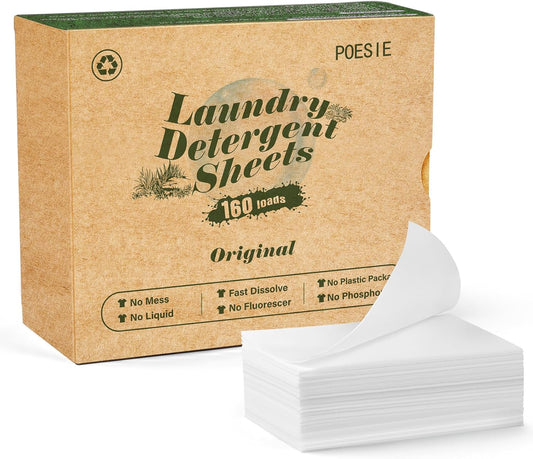 Poesie Laundry Detergent Sheets Original（Rainy Glass） Scent 160 Count Camping Hiking RV Trip