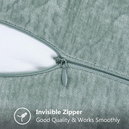 decorUhome Chenille Soft Throw Pillow Covers 24x24 Set of 2, Farmhouse Velvet Neutral Decorative Euro Pillow Covers with Stitched Edge for Couch Sofa Bed Home Decor, Aqua Haze