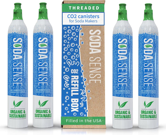 Soda Sense 60L CO2 Exchange Canister - 4 Pack, Threaded Style - Compatible with All 'Screw-In'