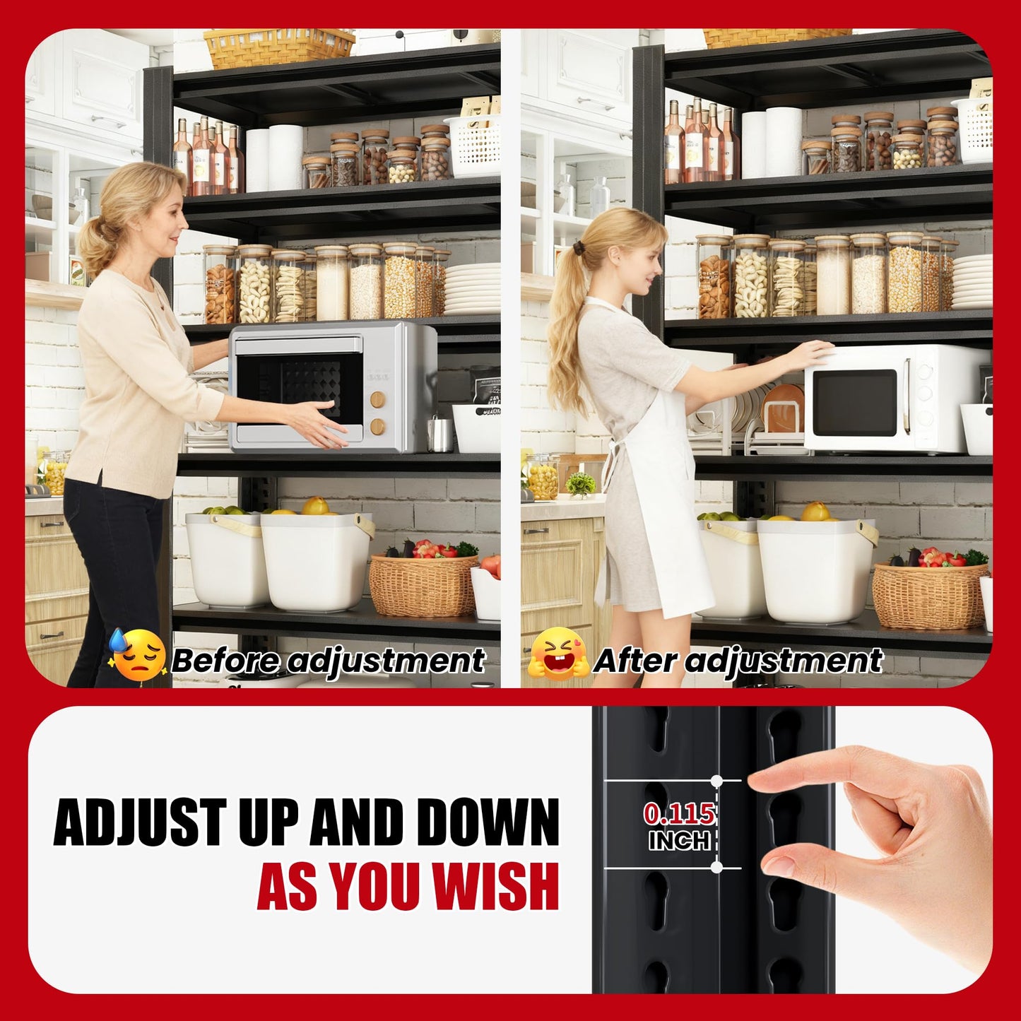 FOSTOKO Storage Shelves, 5-Tier Garage Shelving, Adjustable Heavy Duty Shelving Units, Metal