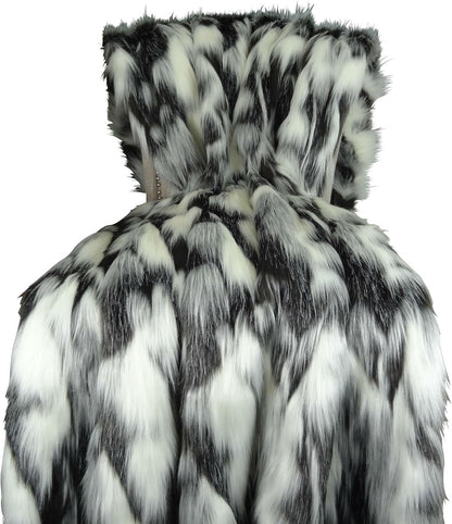 Gray Black White Faux Fur Oversized Blanket and Bedspread - Tibet Fox Fur - Gray Black White Luxury Faux Fur - Soft Faux Fur Blankets, Bedspreads and Throws, Handmade in USA, 16438