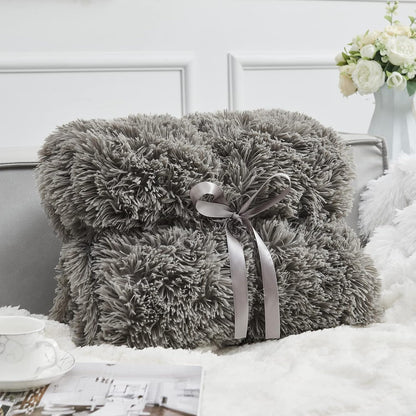 GONAAP Fuzzy Faux Fur Throw Blanket Queen Size Light Grey Super Soft Cozy Plush Fuzzy Shaggy Blanket for Couch Sofa Bed (Light Grey, Queen(90"x90"))
