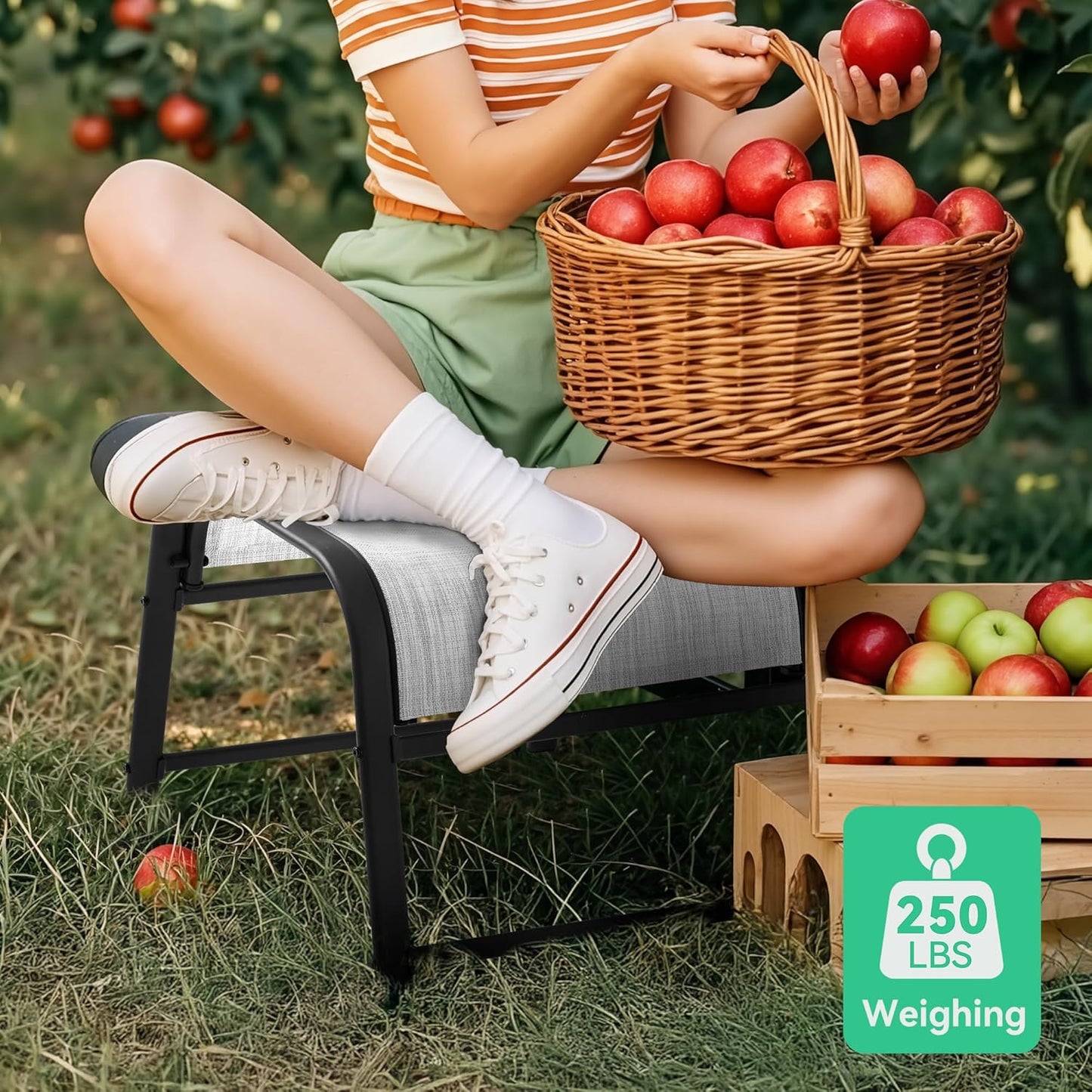 JEAREY All-Weather Outdoor Footstools Patio Ottoman Footrest Set of 2, Ergonomically Designed for Garden, Deck, Yard & Poolside - White