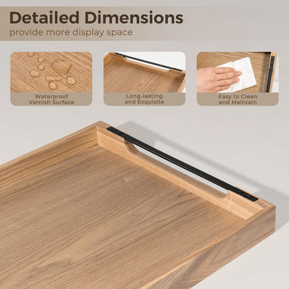 Axeman Wooden Serving Tray with Metal Handles|Ottoman Tray for Breakfast, Bed, Couch|17x13in Ash Wood Coffee Table Trays|Food Drinks Decorative Storage Boards for Ottoman Kitchen, Natural