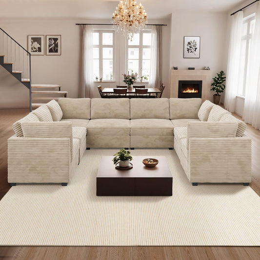 ovios Sectional Sofa Couch with U-Shape Chaise Oversized, Comfy Modular Cloud Couches with Deep