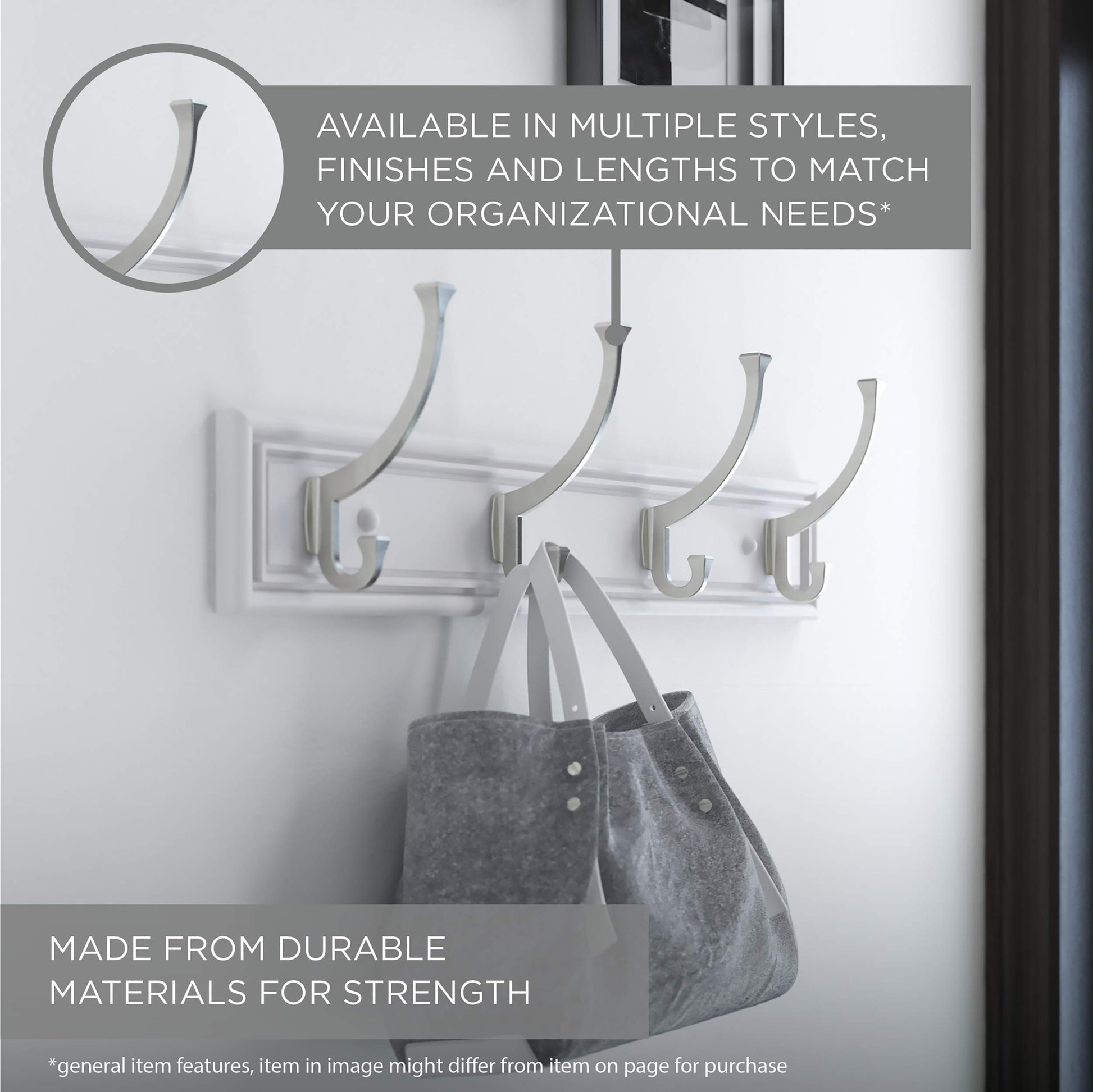 Liberty Hardware 129848 Wall Mounted Coat Rack with 5 Decorative Hooks, 27-Inch, Satin Nickel and