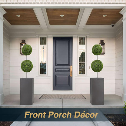 Metallic Heavy Tall Outdoor/Indoor Planter Box, Seamless Metal Planter, Rectangular, 14”Lx14”Wx30”H, 25 Pounds, Dark Gray, No Assembly, 1 Pack