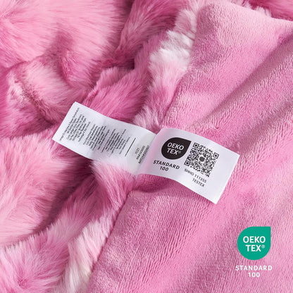 Cozy Bliss Faux Fur Throw Blanket for Couch, Fuzzy Soft Plush Thick Bubble Blanket for Sofa Bedroom Living Room, 60 * 80 Inches Tie Dye Pink