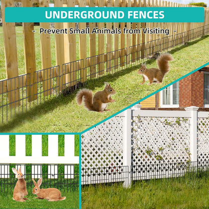 Animal Barrier Fence, 10 Panels No Dig Fences, 17in(H) X 10.8ft(L) Garden Fence Animal Barrier for Rabbits and Dog Under Fencing Barrier, Rustproof Metal Fences Border for Outdoor, Yard, Patio