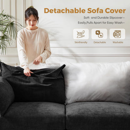 134.6" Oversized Modular Sectional Sofa, Large 6 Seater U Shaped Couch Deep Seat for Living Room, Apartment - Chenille Black