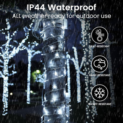 4 Pack String Lights Battery Operated with Timer, 132FT 400 LED Waterproof Battery Twinkle Lights, 8 Modes Fairy Light for Indoor Outdoor Party Bedroom Garland Tree Christmas Decorations (Cool White)