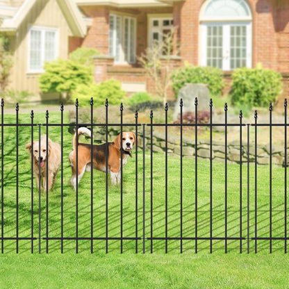 Metal Garden Fence 36 in H x 12 ft L, 6 Panels + 7 Stakes Border Dog Fence Panels Animal Barrier, No Dig Garden Fencing for Yard Patio Flower Bed Lawn Outdoor, Arch Black