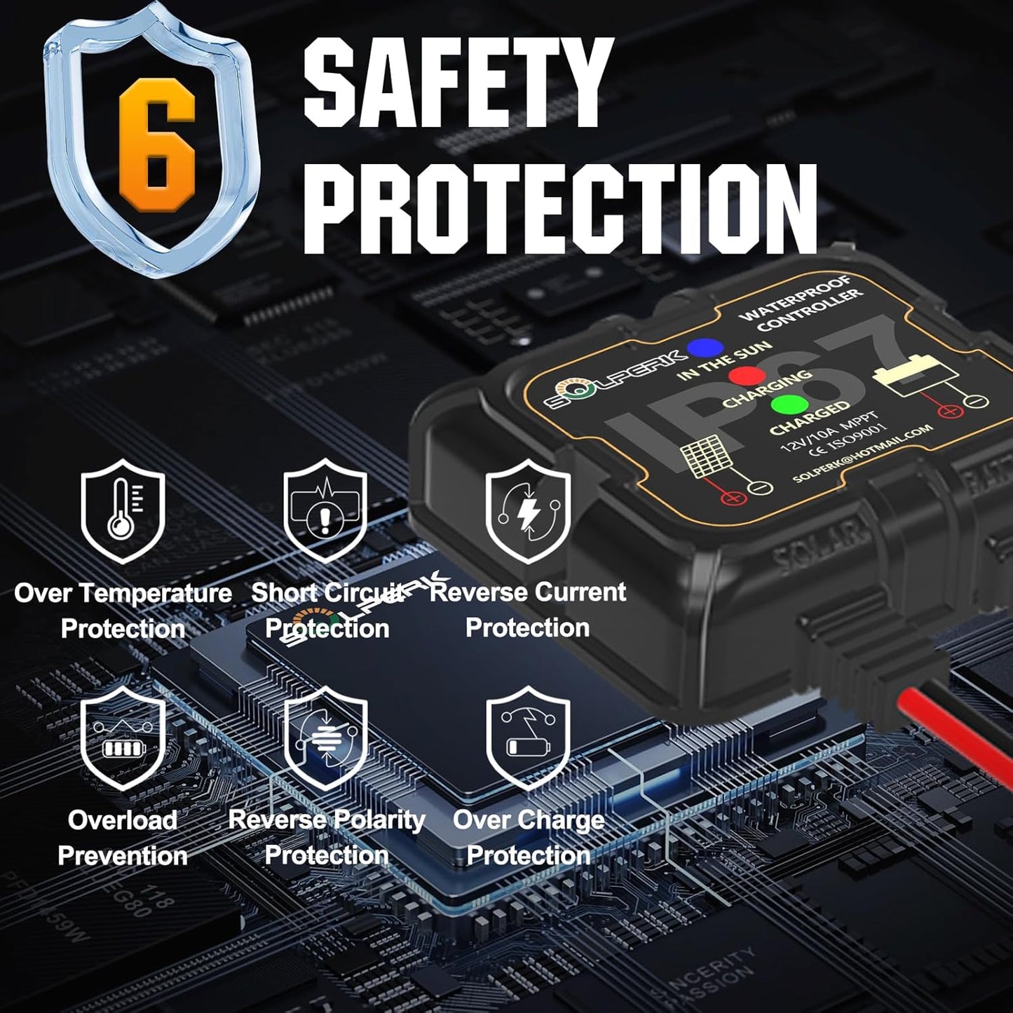 SOLPERK 50W Solar Batery Charger Solar Battery Maintainer + Upgrade 10A MPPT Charge Controller + Adjustable Mount Bracket for Car RV Boat Motorcycle,12V Solar Panel Kit Trickle Charging