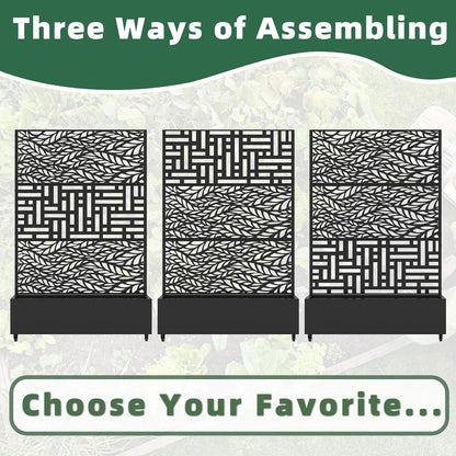 Casaphoria Metal Raised Garden Bed with Trellis and Wheels, 72"x47"x16" Planter Box for Climbing Plants, Vegetables & Vines, Features Drainage Holes and Privacy Screen, Black(Spring&Helen)