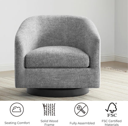 CHITA Swivel Accent Chair, FSC Certified Upholstered Fabric Barrel Chair for Living Room Set of 2, Fully Assembled, Pebble Grey